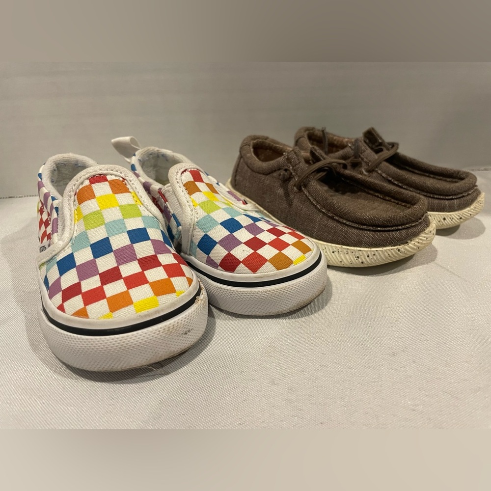 VANS / CREVO Slip On Sneaker Toddler Multicolored Brown Shoe Lot Size 5
